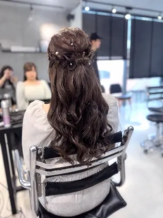 ロング カラー パーマ ヘアアレンジ 透明感/オリーブ/ グレージュ/YUKAのヘアスタイル