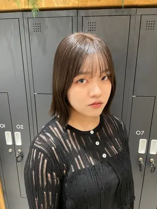 ミディアム カラー 似合わせ前髪／ 小顔カット🎀そうのヘアスタイル