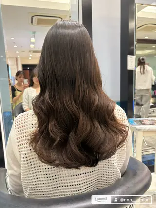 セミロング パーマ 垢抜けヘア 韓国ヘア銀座近下菜央のヘアスタイル