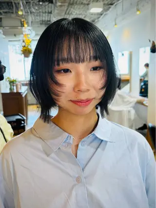 ミディアム カラー RIN／韓国ヘア レイヤーカットのヘアスタイル