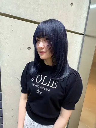 セミロング カラー パーマ/カラーモデル ななほのヘアスタイル