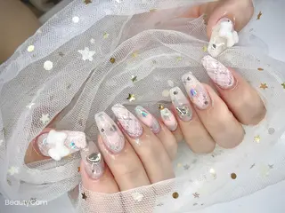ネイル I-nailロング /ワンホン/キラキラのネイルデザイン