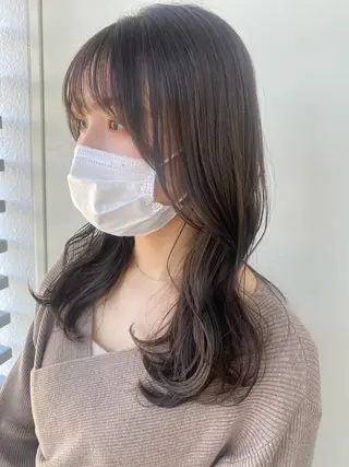 セミロング カラー 韓国ヘア顔周りカット 艶髪ベージュtamaのヘアスタイル