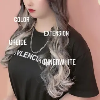 ロング カラー エクステ🩵ブリーチ 韓国ヘア🩵KAEのヘアスタイル