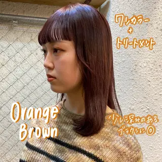 セミロング カラー 暖色艶color / ボブ🦩Rioのヘアスタイル