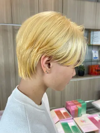 ショート カラー メンズ 野田頭 心🌿/ボブ レイヤー/艶カラーのヘアスタイル