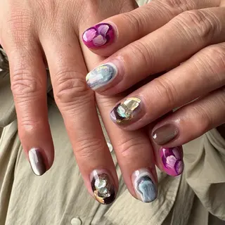 ネイル amuse 手書きニュアンスのネイルデザイン