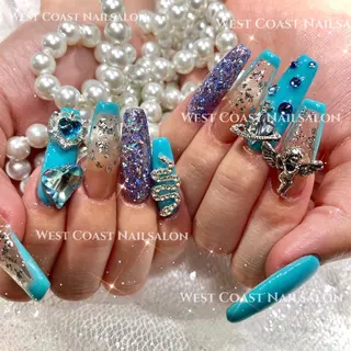 ネイル リボン、ガーリー パーツ放題専門店のネイルデザイン