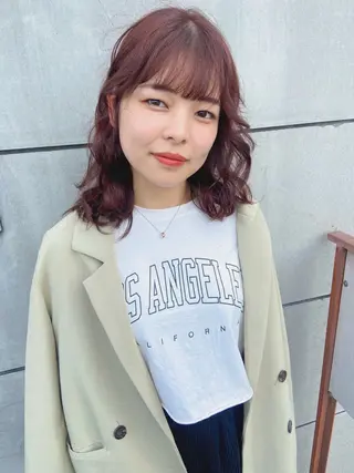 ミディアム カラー パーマ ヘアアレンジ 🌼memoto 東三国店🌼のマツエク・マツパデザイン