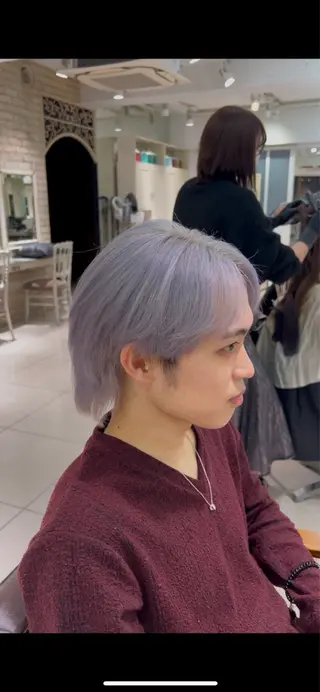 ショート カラー メンズ ハイトーンカラー 🤍🫧 長井 律のヘアスタイル
