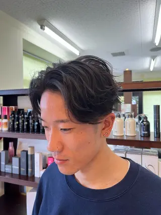 ショート パーマ メンズ 樋口智士/倉敷/中庄 /縮毛矯正/髪質改善のヘアスタイル