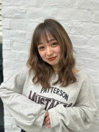 ミディアム カラー 前髪顔まわりカット 🌈中村海聖のヘアスタイル
