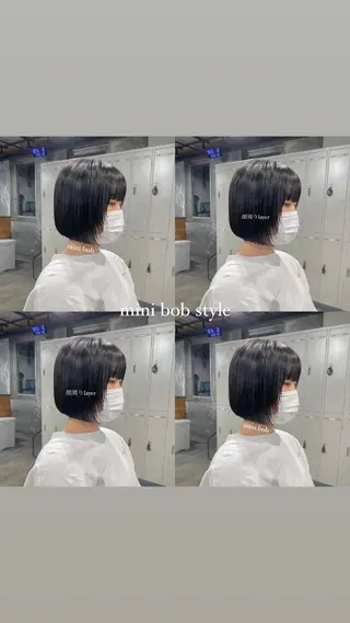 ショート カラー パーマ ヘアアレンジ メンズ キッズ ネイル マツエク・マツパ 透明感カラー・レイヤ ー🎀amika🎀のヘアスタイル