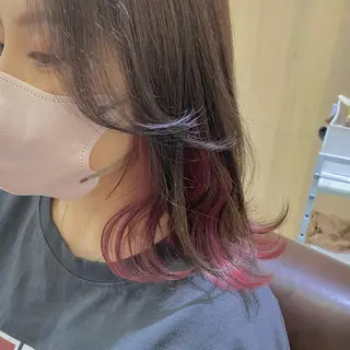 ミディアム カラー ブリーチなしWカラー /酸性ストレート河本のヘアスタイル