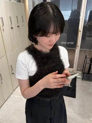 ショート カラー むく。/顔周り 前髪/髪質改善のヘアスタイル