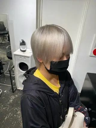 ミディアム カラー パーマ ヘアアレンジ メンズ キッズ nico TOKYO 渋谷所属・ブリーチ　ハイトーン 特化🌈フジタハルキのヘアスタイル