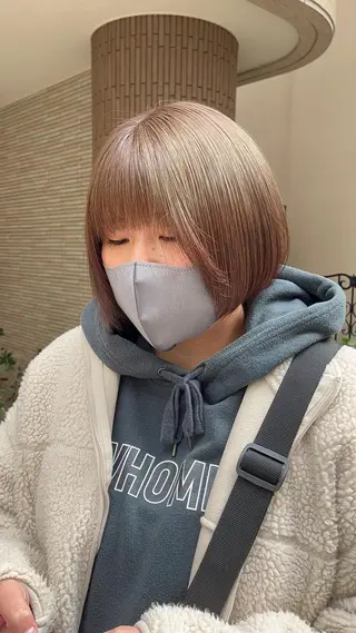 カラー えんぐちとも／透明感 カラー／博多ボブのヘアスタイル