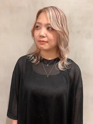 ミディアム カラー 顔まわり/暖色 可愛い特化🎀ゆうなのヘアスタイル