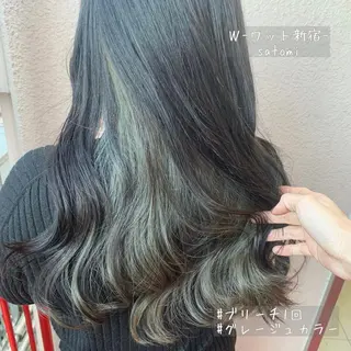 セミロング 淡色ふんわりhair 新宿satomiのヘアスタイル