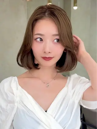 ショート カラー 莉乃/縮毛矯正/髪質 改善/艶カラーのヘアスタイル