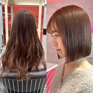 ショート 莉乃/縮毛矯正/髪質 改善/艶カラーのヘアスタイル