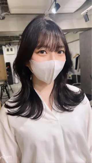 セミロング カラー パーマ ヘアアレンジ メンズ キッズ ネイル マツエク・マツパ アイブロウ レイヤー／顔周り 韓国ヘア森田和貴のヘアスタイル