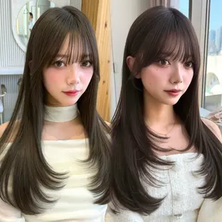 ロング カラー 似合わせレイヤー/ 透明感カラーのヘアスタイル