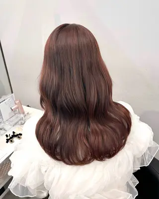 ロング カラー 𝒎𝒐𝒆🩰 名駅/ヘアメ/暖色♡のヘアスタイル