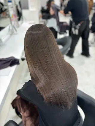 ロング カラー ブリーチなし透明感 ×縮毛矯正🤍ユウのヘアスタイル