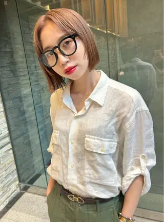 ショート カラー パーマ ヘアアレンジ 髪と音処　マトぺ所属・デザインカラー/ボブ ブリーチカラー/ユリのヘアスタイル