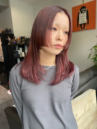 ロング カラー アトム/ウルフ パーマ/レイヤーのヘアスタイル