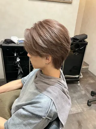 カラー メンズ 博多ブリーチ× 透明感/縮毛矯正のヘアスタイル