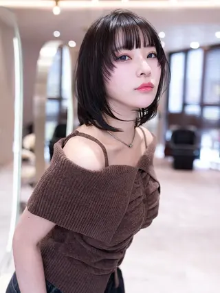 ミディアム カラー 渋谷/レイヤーボブ・ 韓国ボブ特化/楓のヘアスタイル