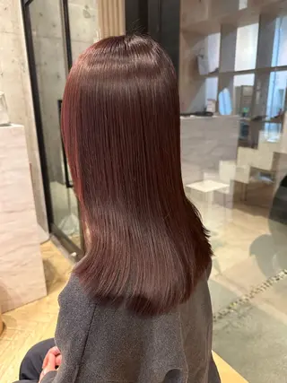 ミディアム カラー ボブ/レイヤー/ニュ アンスパーマ/小夏のヘアスタイル