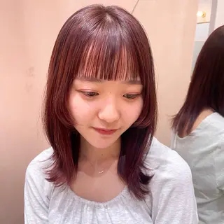 ミディアム カラー レイヤー/ブリーチ /暖色/ゆきなのヘアスタイル