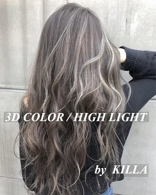 ロング カラー ヘアアレンジ ブリーチダブルカラー ハイライト/山本喜熙のヘアスタイル