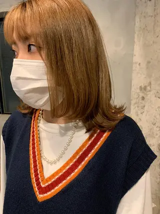 ミディアム Asti blanche所属・ブリーチなしWカラー /地毛風/小林凪沙のヘアスタイル