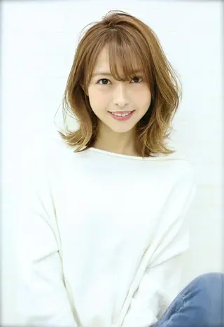 ミディアム カラー パーマ 髪質改善/縮毛矯正/ ボブ/店長/槌矢圭悟のヘアスタイル