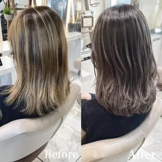 セミロング カラー 山崎俊輔/髪質改善 /バレイヤージュのヘアスタイル