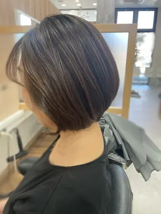 ミディアム カラー パーマ 葭葉 久美子のヘアスタイル