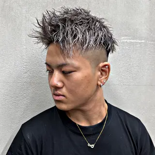 ショート カラー パーマ 💈メッシュパーマ 特化💈ユウマ💈のヘアスタイル