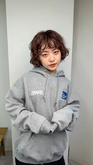 ショート カラー パーマ レイヤーパーマ＊ 顔まわり似合わせのヘアスタイル