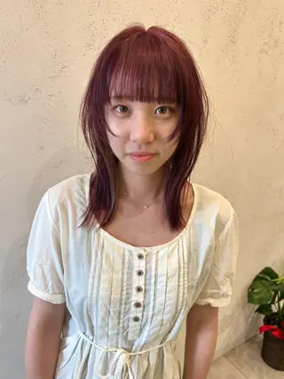 セミロング カラー DEAN所属・KEIGO/パーマ ハイトーン/DEANのヘアスタイル