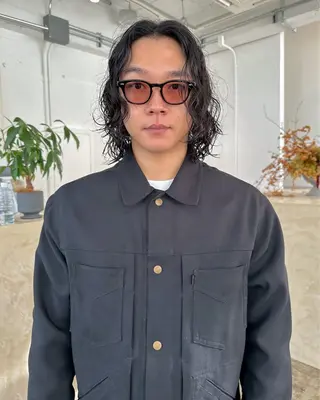 ミディアム パーマ 似合わせカット ケアパーマ喜来雅由のヘアスタイル