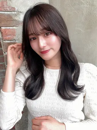 セミロング カラー 顔周り/くびれヘア 韓国ヘア💕風間るなのヘアスタイル