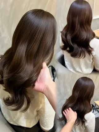 セミロング カラー 新宿📍韓国ヘア 🇰🇷透明感カラーのヘアスタイル