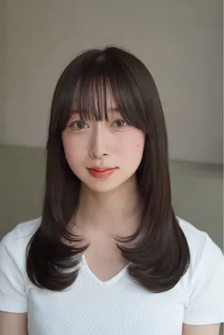 セミロング カラー レイヤーカット/ くびれヘア佐藤大空のヘアスタイル