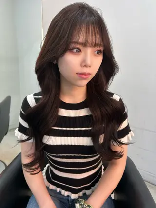 ロング カラー sunc所属・梅田l大人韓国ヘア レイヤー×艶カラーのヘアスタイル