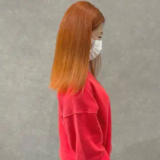 セミロング カラー はちすか るかのヘアスタイル