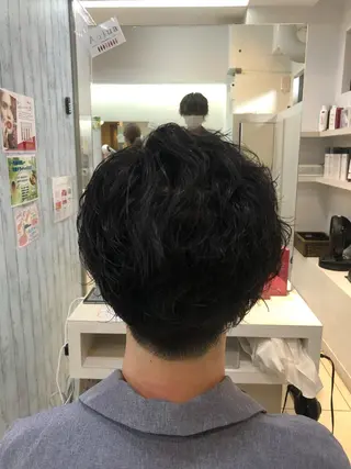 ショート パーマ メンズ 髪質改善× ハイライト溝江のヘアスタイル